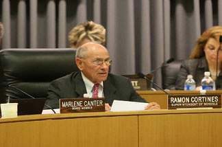 Superintendent of Schools Ramon Cortines and other members of the Los Angeles Unified School District Board of Education in Los Angeles, California. File photo.