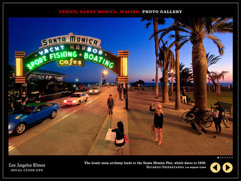 Screenshot of the "SoCal Close-ups" travel app
