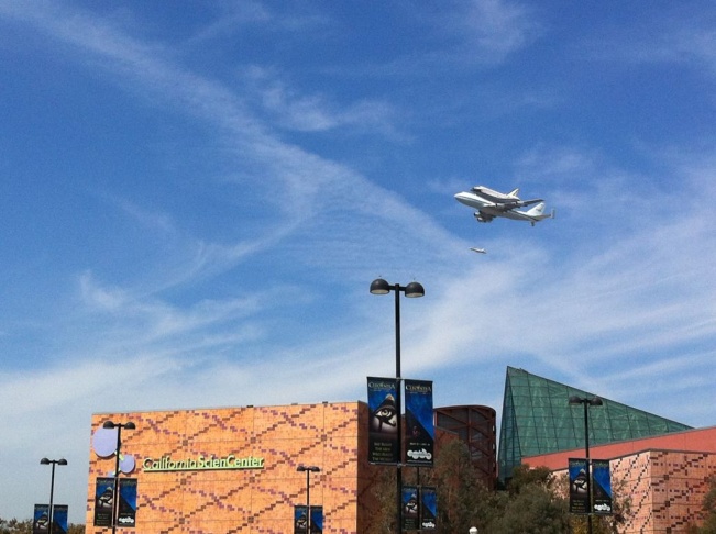 Endeavour over the California Science Center.