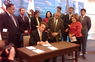 Governor Arnold Schwarzenegger signs on Friday, Oct. 1, 2010, a bill, is the first in the country to create a giant purchasing pool for insurance under federal health care reform.