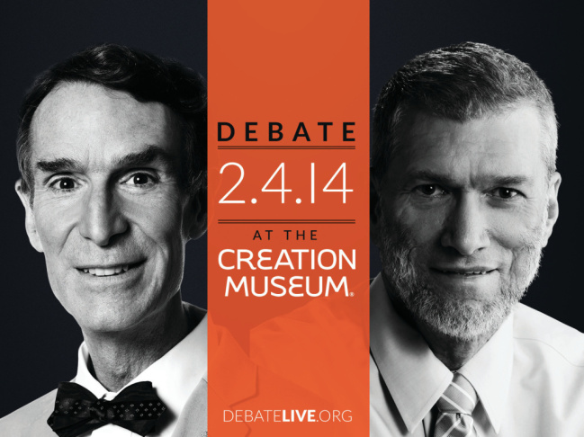 Bill Nye, left, and Ken Ham will debate the issue Tuesday at 7 p.m. ET.