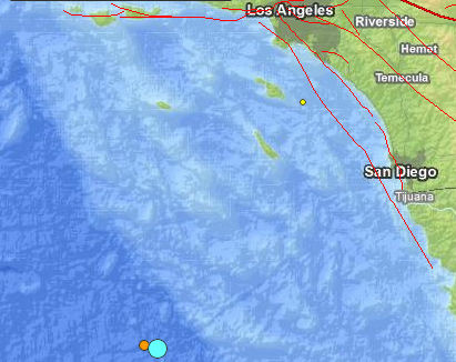 The blue dot at the bottom of the map marks the location of a 6.3 eathquake.