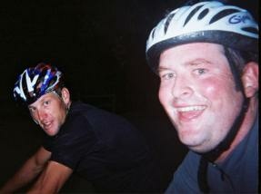 Los Angeles cyclist Todd Munson rides with Lance Armstrong