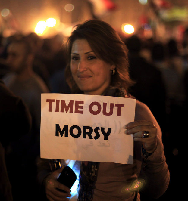 This protester in Cairo's Tahrir Square had a message for Egypt's president.