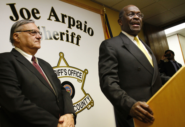 Herman Cain Holds Joint Press Briefing With Maricopa County Sheriff Joe Arpaio