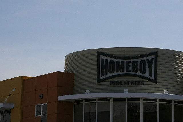 Outside Homeboy Industries downtown, March 2008