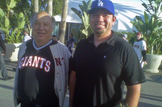 Giants fan Ramon Castro and his son Juan, who's a Dodgers fan, attended last night's game at Dodgers Stadium. Both said they're pulling for beating victim Bryan Stow.