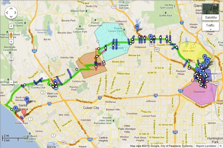 2012 L.A. Marathon closure map