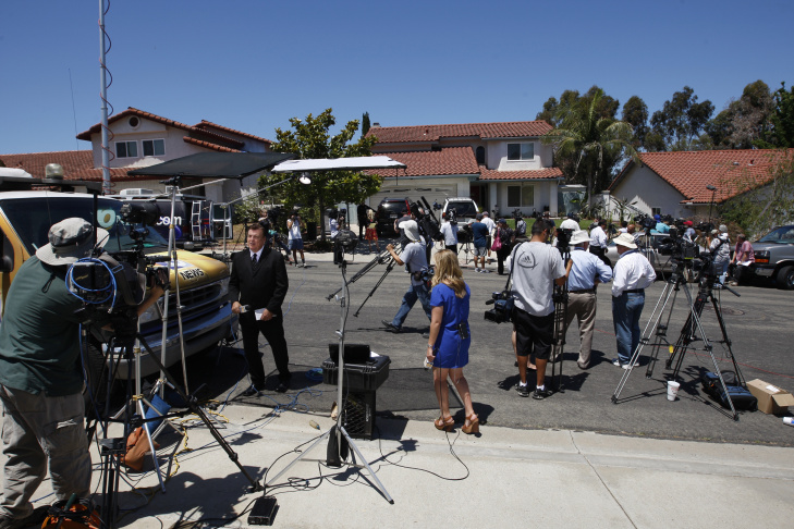 Media Gather Outside The Home Of Aurora Shooting Suspect's Parents Home