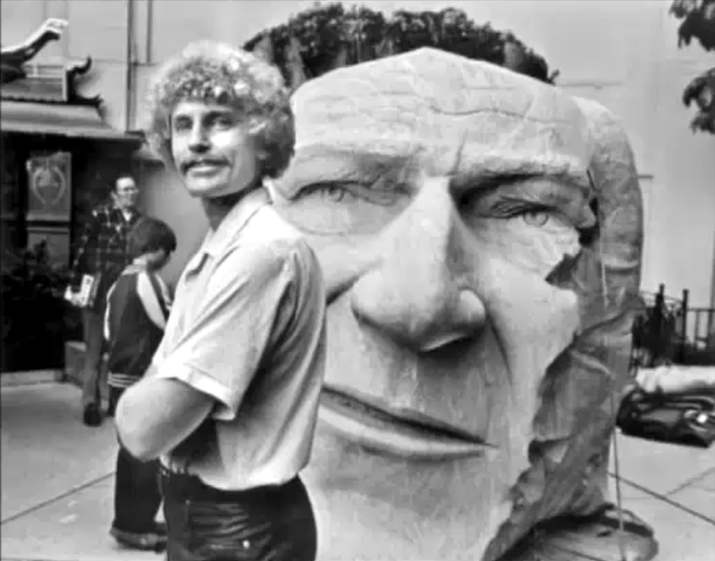 Artist Brett-Livingstone Strong with his John Wayne sculpture.