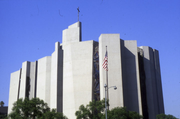 St basils St. Basil's Catholic Church on Wilshire Boulevard in Los Angeles features Claire Falkenstein's stained glass.
