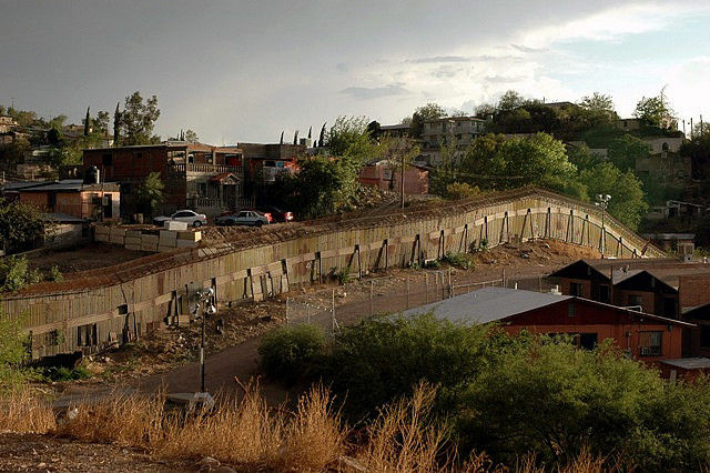 A stretch of fence along the U.S.-Mexico border at Nogales, Arizona, June 2006