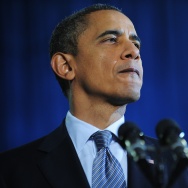 US President Barack Obama pauses as he s