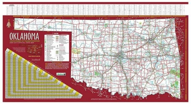 A photo of an Oklahoma state highway map, February 2010