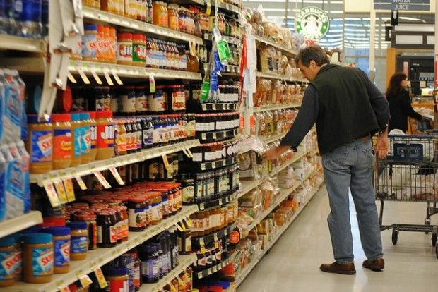 Choosing among the dozens of brands in the bread, peanut butter and jam aisle, February 2010