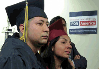 Student Dream Act supporters react after the Senate voted down the DREAM Act on December 18, 2010
