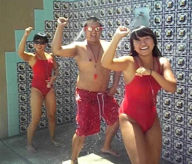 Three of the fired El Monte lifeguards in the video that got them into hot water.