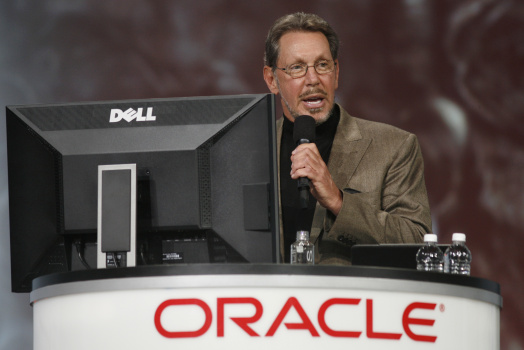 Oracle CEO Larry Ellison demonstrates Or