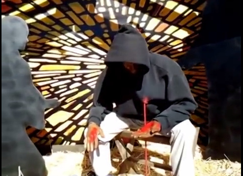 A still from the Daily Breeze's interview with artist John Zachary on his controversial nativity scene featuring shooting victim Trayvon Martin at Claremont United Methodist Church.