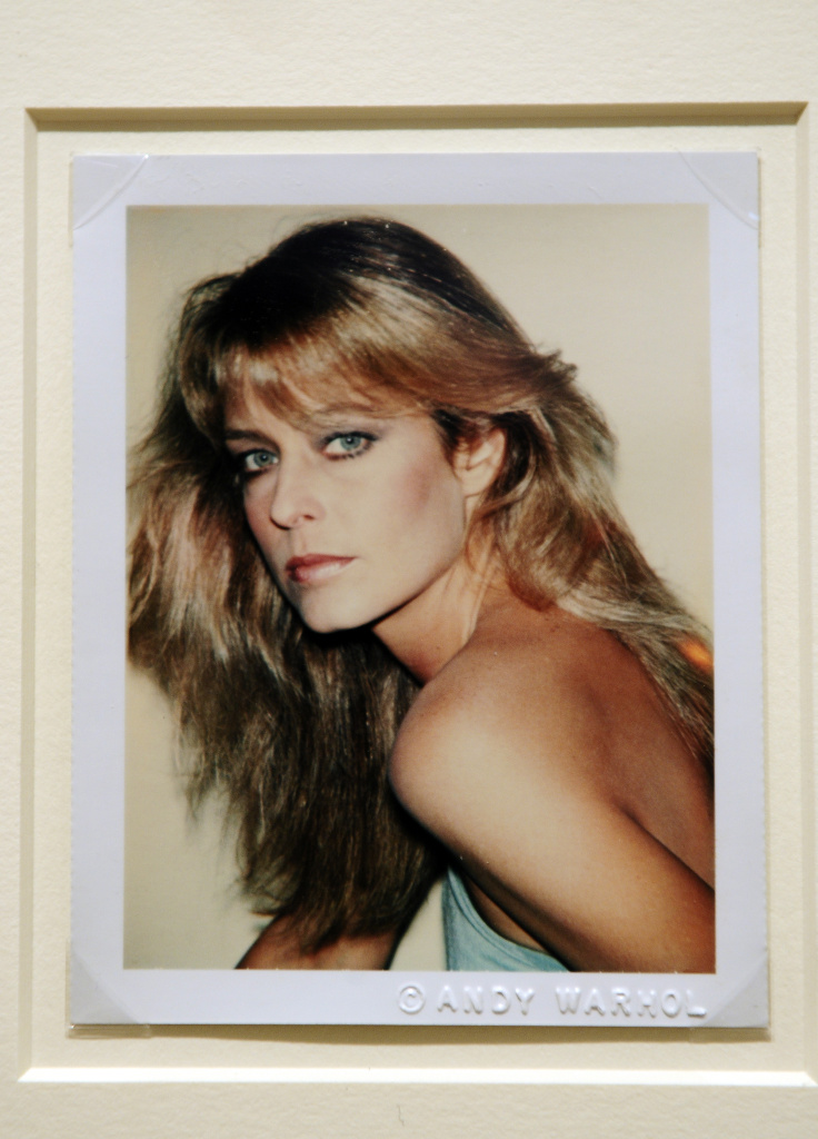 "Farrah Fawcett", a Polaroid portrait by artist Andy Warhol, is displayed at Sotheby's during a preview of The Polaroid Collection, in New York, June 16, 2010. It was the basis for the Warhol painting in dispute.