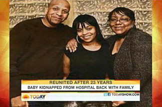 Carlina White, center, and her birth parents.