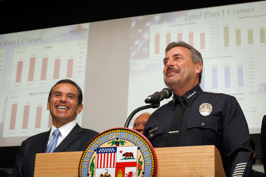 Mayor Villaraigosa And Police Chief Charlie Beck Discuss 2009 Crime Stats