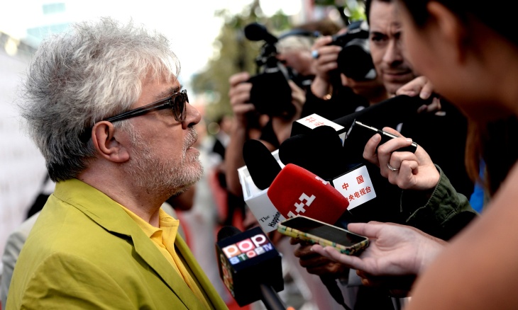 Filmmaker Pedro Almodovar arrives at the premiere of Sony Pictures Classics "I'm So Excited!" during the 2013 Los Angeles Film Festival