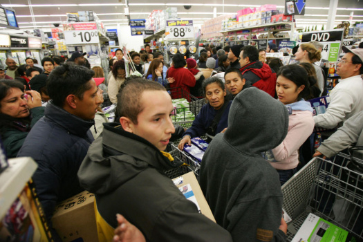 Shoppers try to work their way through t