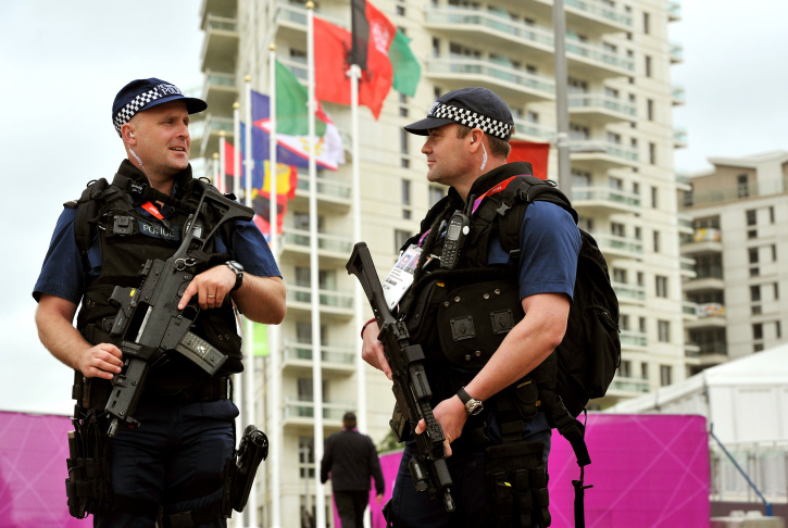 Armed Police On Patrol In Olympic Park