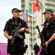 Armed Police On Patrol In Olympic Park