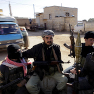 Syrian rebels patrol in the north of nor