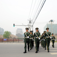Chinese paramilitary guards march from t