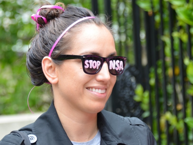 An anti-NSA protester in Washington, DC.