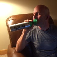 John Horn, host of The Frame, takes time for an oxygen boost (part of the gift bag for Telluride Film Festival ticket-buyers)