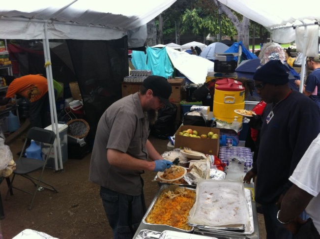 Serving Occupy LA food