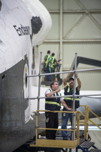 Endeavour In Hanger At LAX