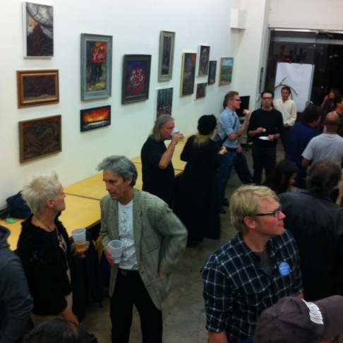 Opening night at A Civil Defense: The Paintings of Estano (Philip Stein) at Gary Leonard's Take My Picture gallery in downtown LA.