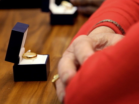 The rings of Michael Johnson and Michael Roberts of New York City stood ready before their marriage ceremony at the Manhattan City Clerk's Office in July 2011.