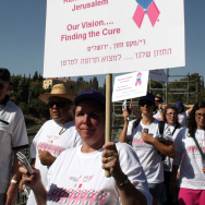 Israelis participate in a march organize