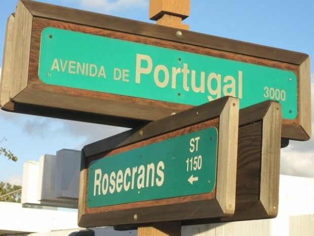 A street sign near the city's harbor is a reminder of a long-ago immigrant past, November 2010