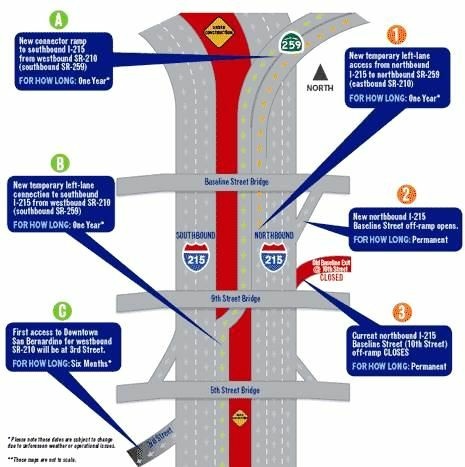 A chart of the proposed widening of the 215. The whole project is now in its final phases.