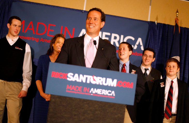 Santorum Holds Primary Night Party And Rally In Louisiana