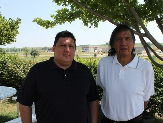 Winnebago tribe members Lance Morgan (left) and Frank LaMere are pushing for Whiteclay's liquor stores to be shut down.
