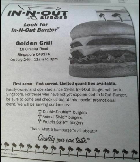 In-N-Out burgers pop up in Singapore... for a few minutes.
