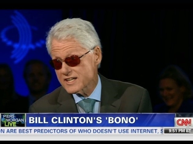 Former President Clinton, channeling his inner Bono, on CNN's <em>Piers Morgan Live</em>.