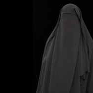 The burqa that Leila Kaleva wore during her nearly five months of captivity in Yemen by Al Qaeda. 