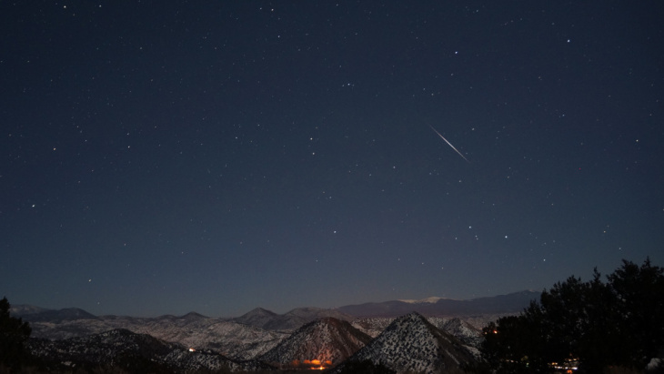 The Quadrantid meteor shower is seen shortly after 5 a.m. on Jan 3, 2013. This year's shower will be helped by a new moon that will keep the night sky dark.