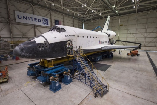 Endeavour In Hanger At LAX