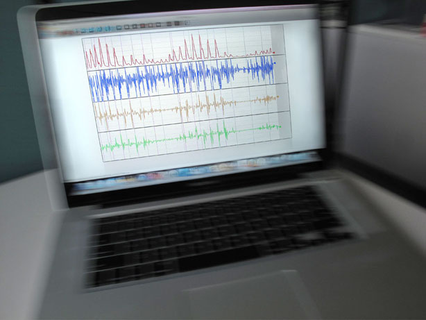 The Quake-Catcher Network application runs silently in the background of your laptop, collecting data from the computer's accelerometer.