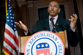 Republican National Committee (RNC) Chairman Michael Steele speaks during a news conference on Republican efforts to stop the Democratic health care legislation at RNC Headquarters on Capitol Hill in Washington, DC, on December 14, 2009.